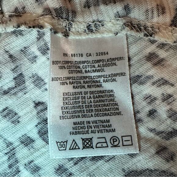 Anthropologie Akemi + Kim Hi Lo Peplum Top Boho Print Cream Black 3/4 sleeve - Picture 7 of 14